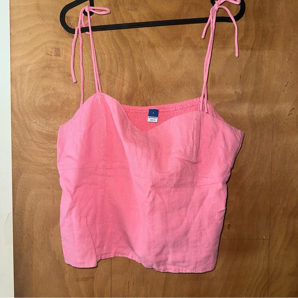 Old Navy Pink Smocked Tie Front Camisole